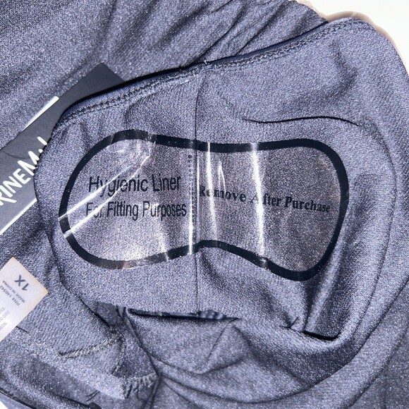 NWT Catherine Malandrino V Wire Shirred Black 1 Piece Bandeau Swimsuit Plus S 1X - Picture 12 of 12